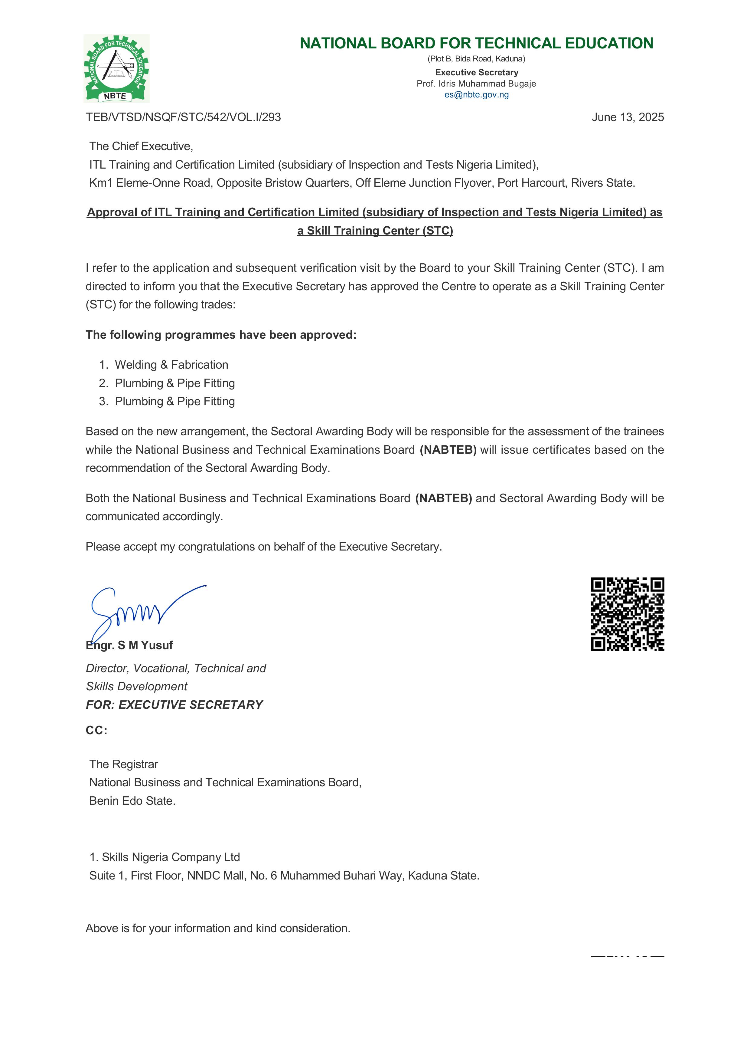 NBTE accreditation document